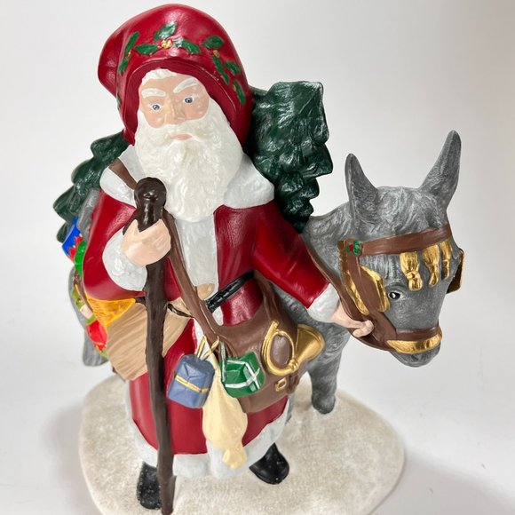 Vtg Old World Santa Claus Donkey Provincial Mold Hand Painted Ceramic 90s - Picture 9 of 15